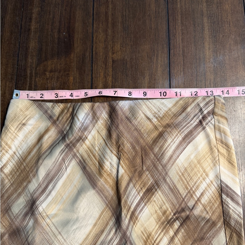 ZARA Satin Bias Cut Midi Skirt Plaid Brown Neutral XS NWT 90s Y2K Minimalist - Picture 5 of 10